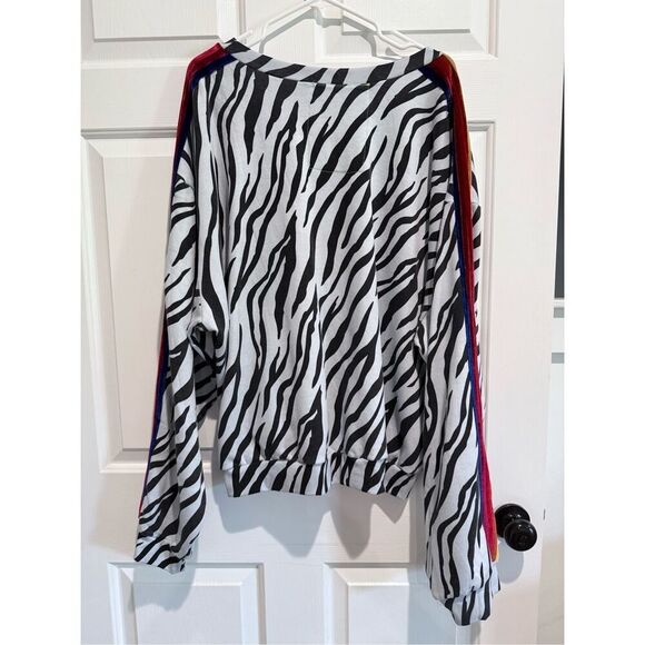 NWT Aviator Nation Classic Zebra Print Relaxed Fit Crewneck Sweatshirt Women's - Picture 14 of 14